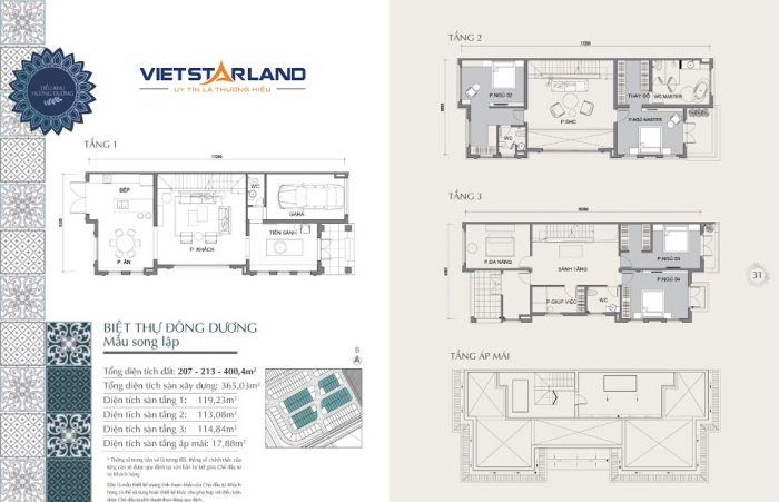 Chi tiết biệt thự Hướng Dương Vinhomes Riverside The Harmony